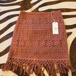 Shyanne rust crochet tassel skirt